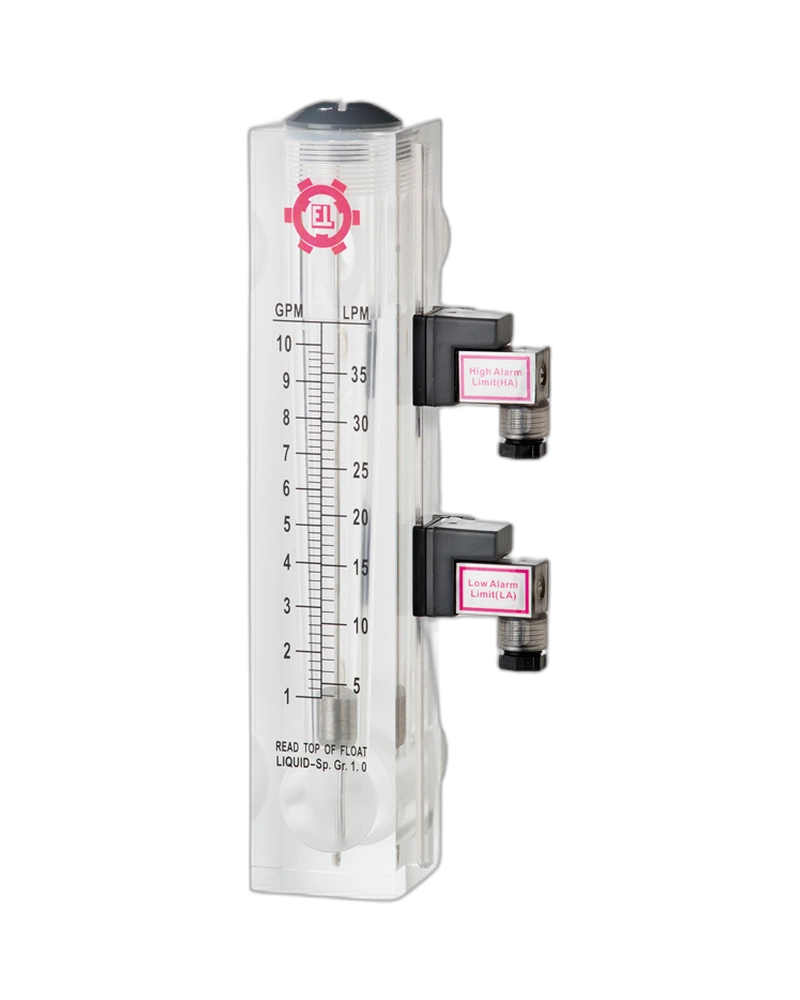 FMP2E15VG350AS - Variable Area flow meter with two adjustable alarms for panel mounting