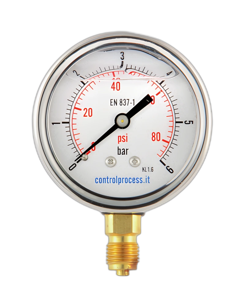 Series MIR case stainless steel lower mount -Pressure Gauge nominal size 100 mm with glycerine