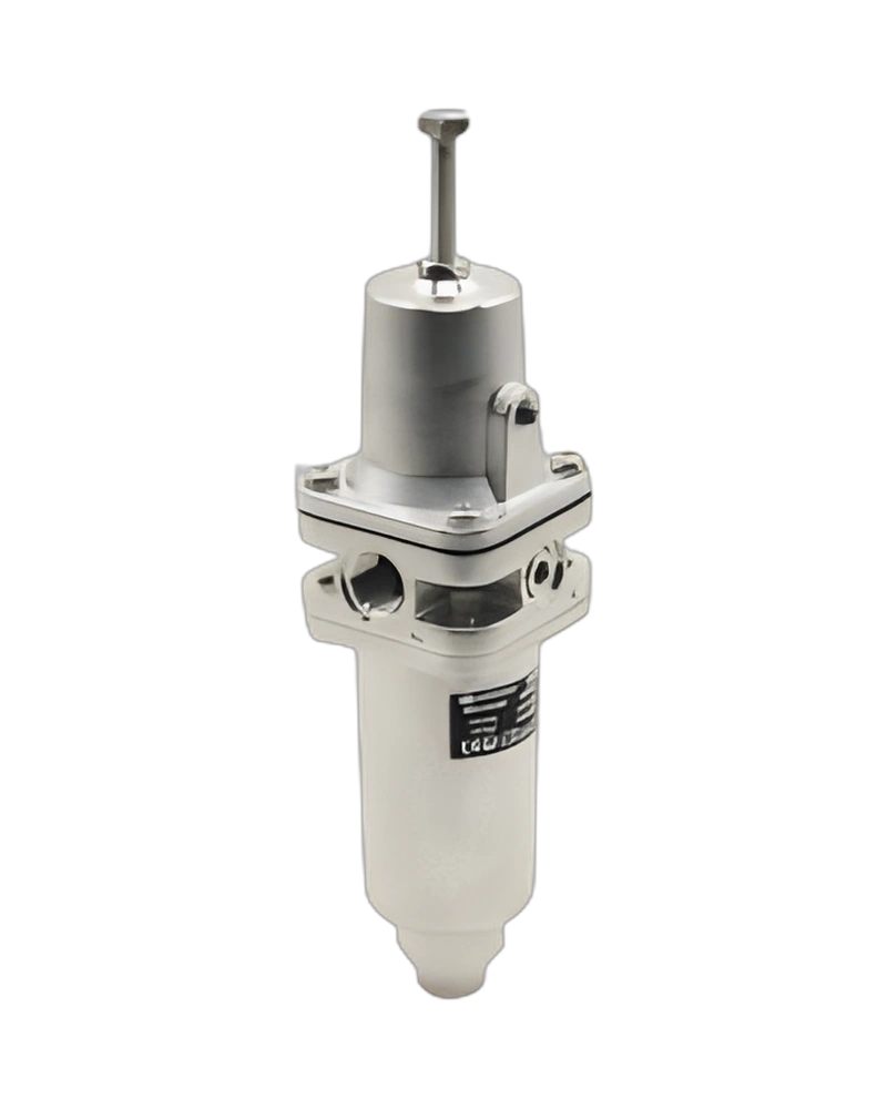 B52G Series stainless steel filter/regulator, 3/8 NPT, 0.5-10 bar, manual drain, 5µm filter element, without gauge - B52G-3AD-DG1-RMN